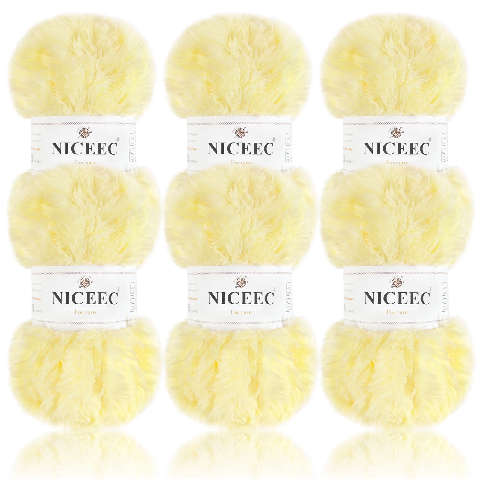 NICEEC 2 Skeins Super Soft Fur Yarn Chunky Fluffy Faux Fur Yarn Eyelash Yarn for Crochet Knit -Total Length 2×32m(2×35yds,50g×2)