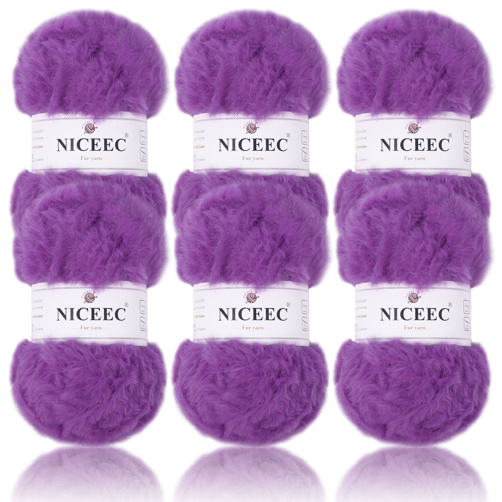 NICEEC 2 Skeins Super Soft Fur Yarn Chunky Fluffy Faux Fur Yarn Eyelash Yarn for Crochet Knit -Total Length 2×32m(2×35yds,50g×2)