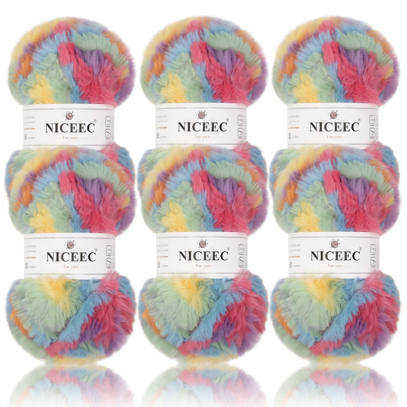 NICEEC 2 Skeins Super Soft Fur Yarn Chunky Fluffy Faux Fur Yarn Eyelash Yarn for Crochet Knit -Total Length 2×32m(2×35yds,50g×2)