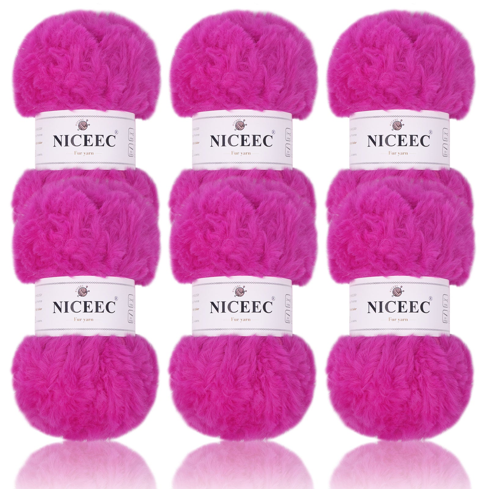 NICEEC 2 Skeins Super Soft Fur Yarn Chunky Fluffy Faux Fur Yarn Eyelash Yarn for Crochet Knit -Total Length 2×32m(2×35yds,50g×2)