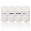 NICEEC 4 Skeins Soft Baby Yarn 100% Cotton Yarn for Crochet Knitting 4 Ply Yarn Blanket Yarn for DIY Craft Fingering Weight Yarn Total Length 4×175yds/4×50g