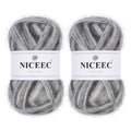 NICEEC 2 Skeins Fluffy Air Yarn, Crochet & Knit, Soft & Fuzzy, Colorful & Variegated Total 2×50g/2×175m