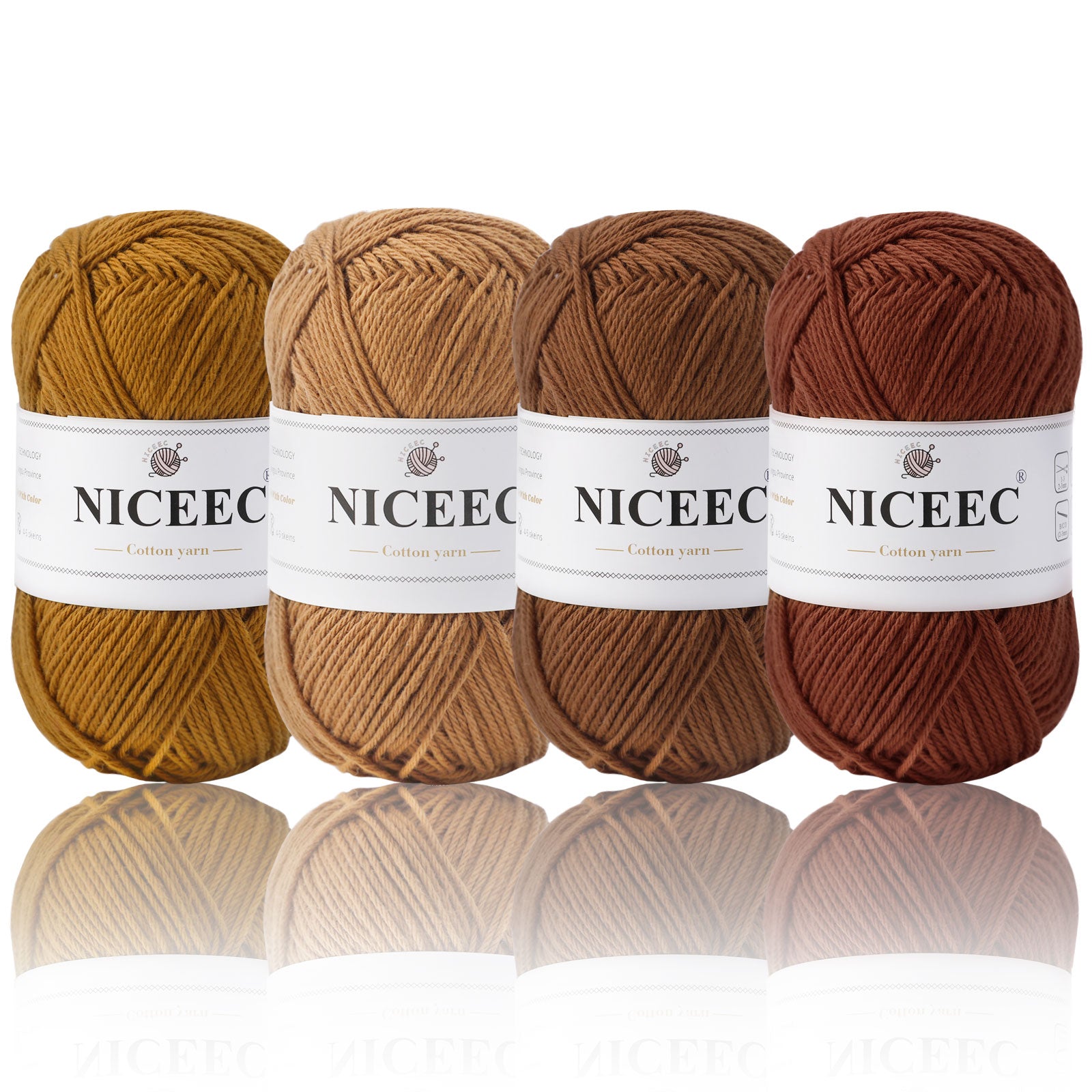 NICEEC 4 Skeins Soft Baby Yarn 100% Cotton Yarn for Crochet Knitting 4 Ply Yarn Blanket Yarn for DIY Craft Fingering Weight Yarn Total Length 4×175yds/4×50g