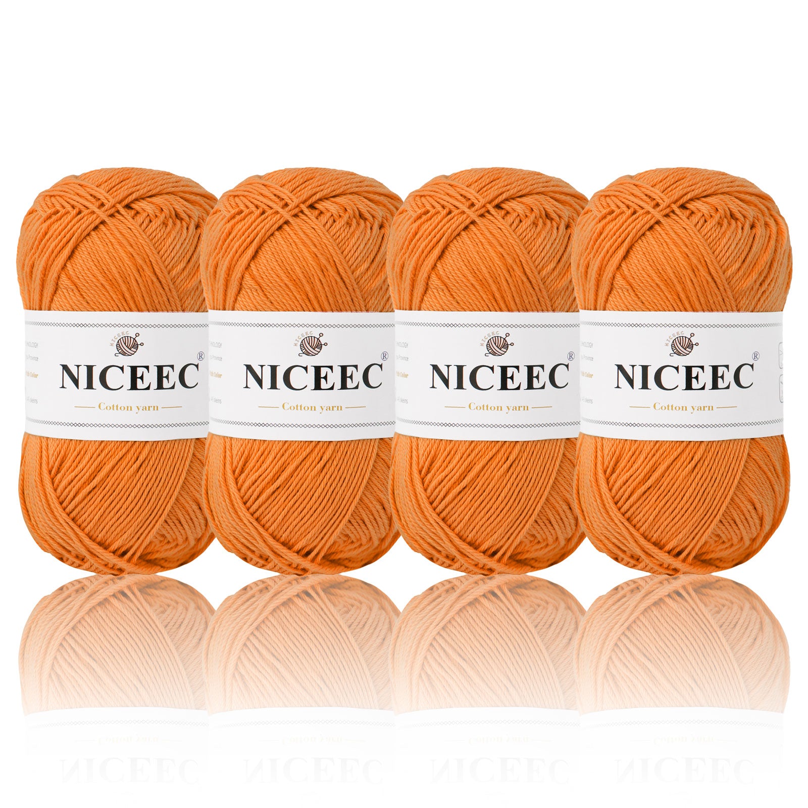 NICEEC 4 Skeins Soft Baby Yarn 100% Cotton Yarn for Crochet Knitting 4 Ply Yarn Blanket Yarn for DIY Craft Fingering Weight Yarn Total Length 4×175yds/4×50g