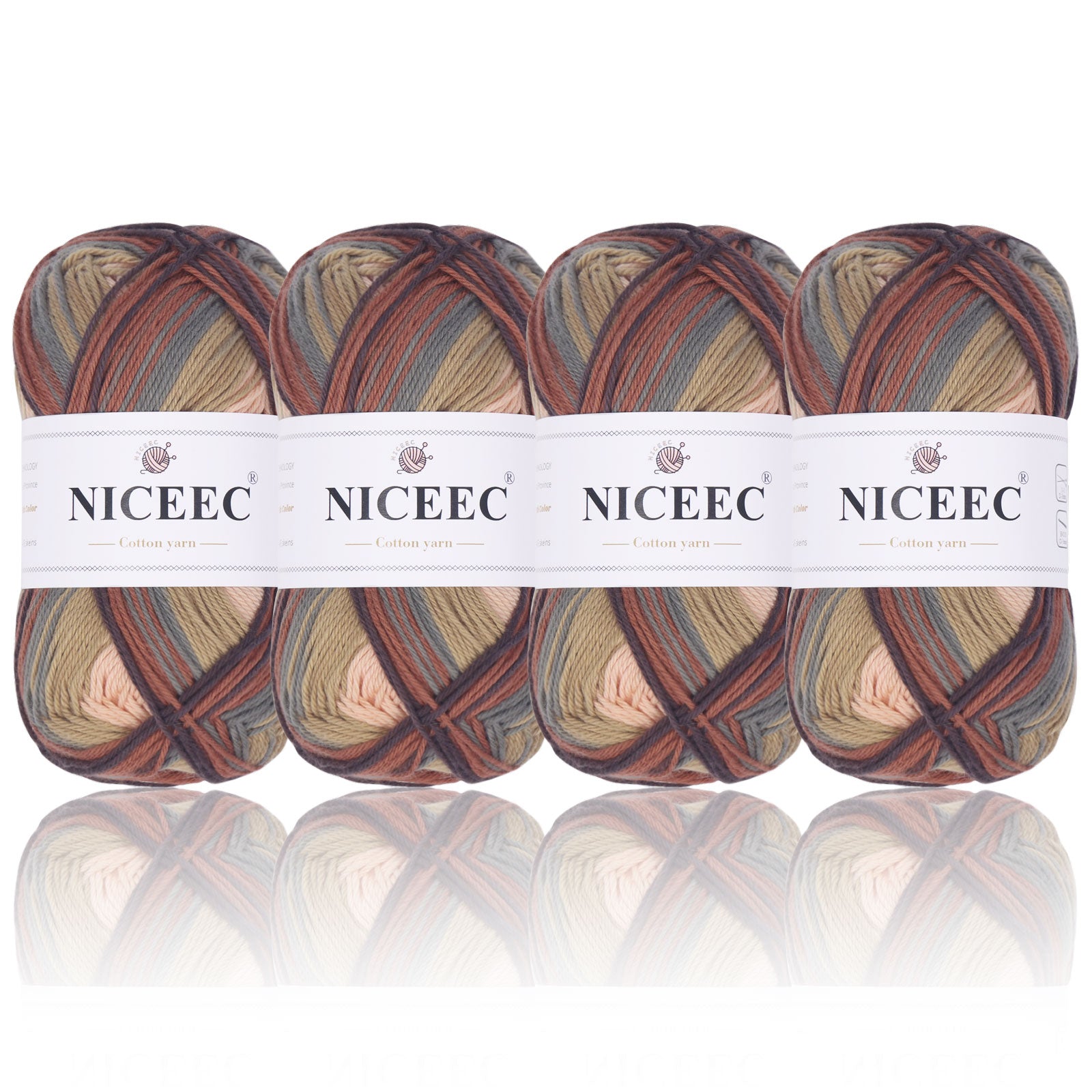 NICEEC 4 Skeins Soft Baby Yarn 100% Cotton Yarn for Crochet Knitting 4 Ply Yarn Blanket Yarn for DIY Craft Fingering Weight Yarn Total Length 4×175yds/4×50g