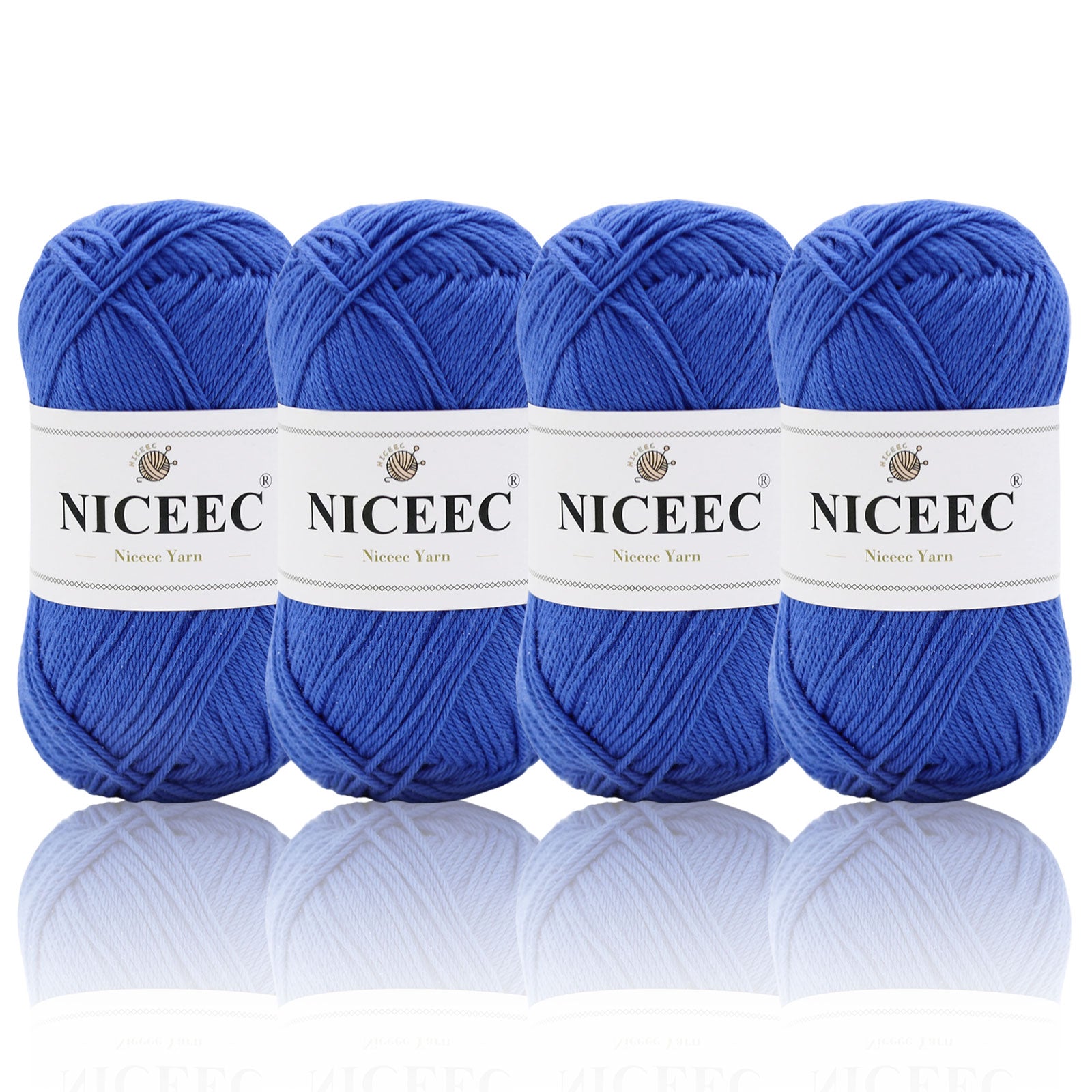 NICEEC 4 Skeins Soft Baby Yarn 100% Cotton Yarn for Crochet Knitting 4 Ply Yarn Blanket Yarn for DIY Craft Fingering Weight Yarn Total Length 4×175yds/4×50g