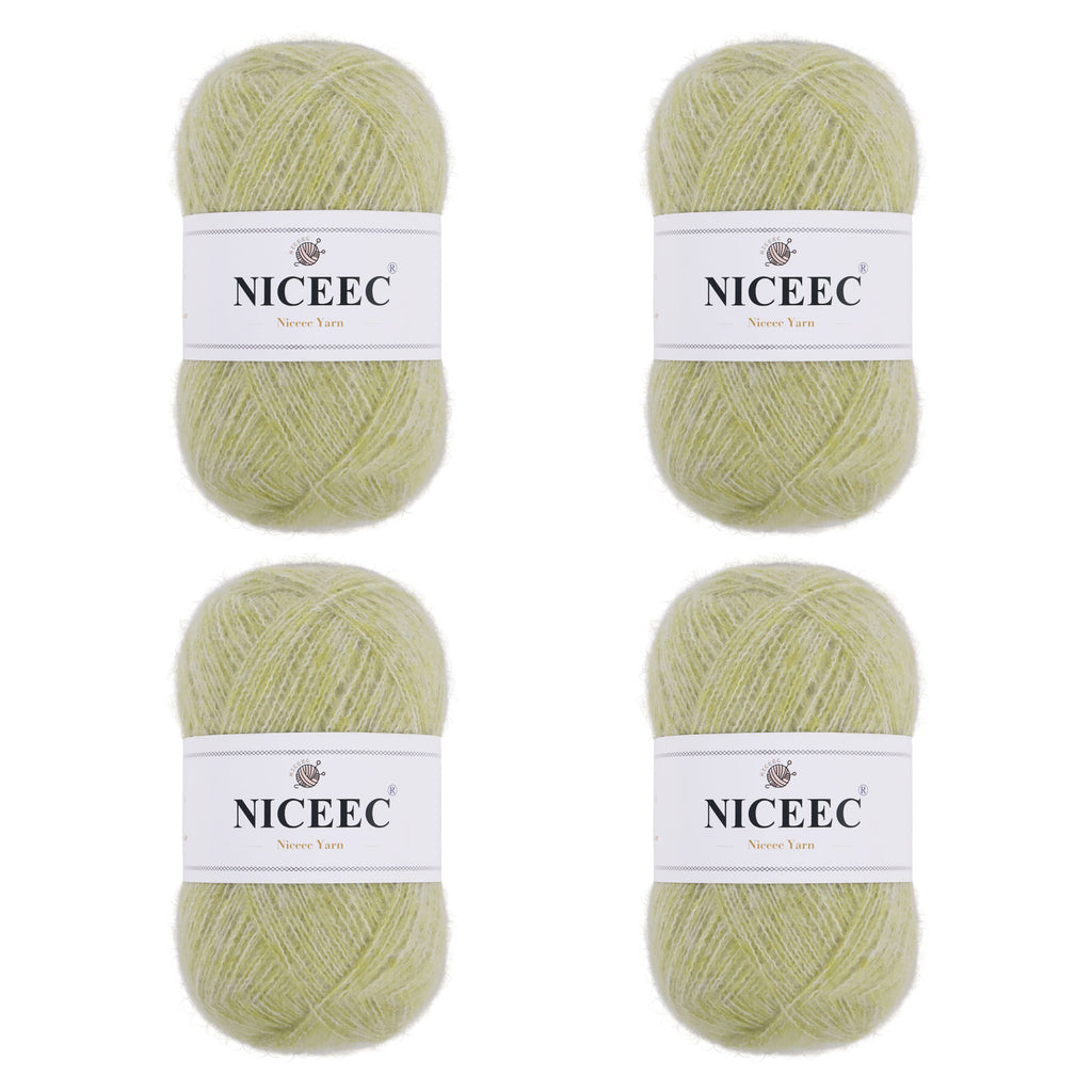 NICEEC 4 Skeins Colorful Pile Yarn, Super Soft & Single Ply, Superfine & Thin Yarn for Crochet & Knitting, 100% Polyester, Total 5.64oz/1247yds