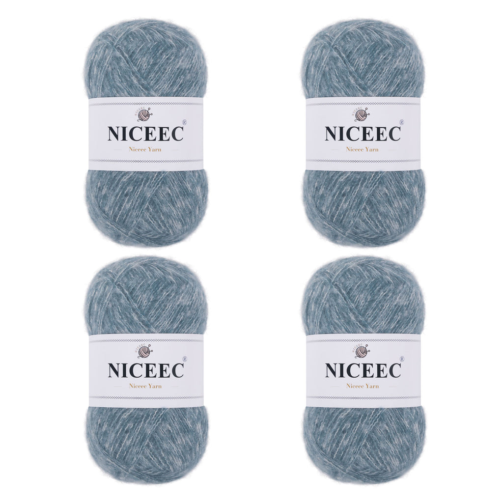 NICEEC 4 Skeins Colorful Pile Yarn, Super Soft & Single Ply, Superfine & Thin Yarn for Crochet & Knitting, 100% Polyester, Total 5.64oz/1247yds