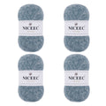 NICEEC 4 Skeins Colorful Pile Yarn, Super Soft & Single Ply, Superfine & Thin Yarn for Crochet & Knitting, 100% Polyester, Total 5.64oz/1247yds
