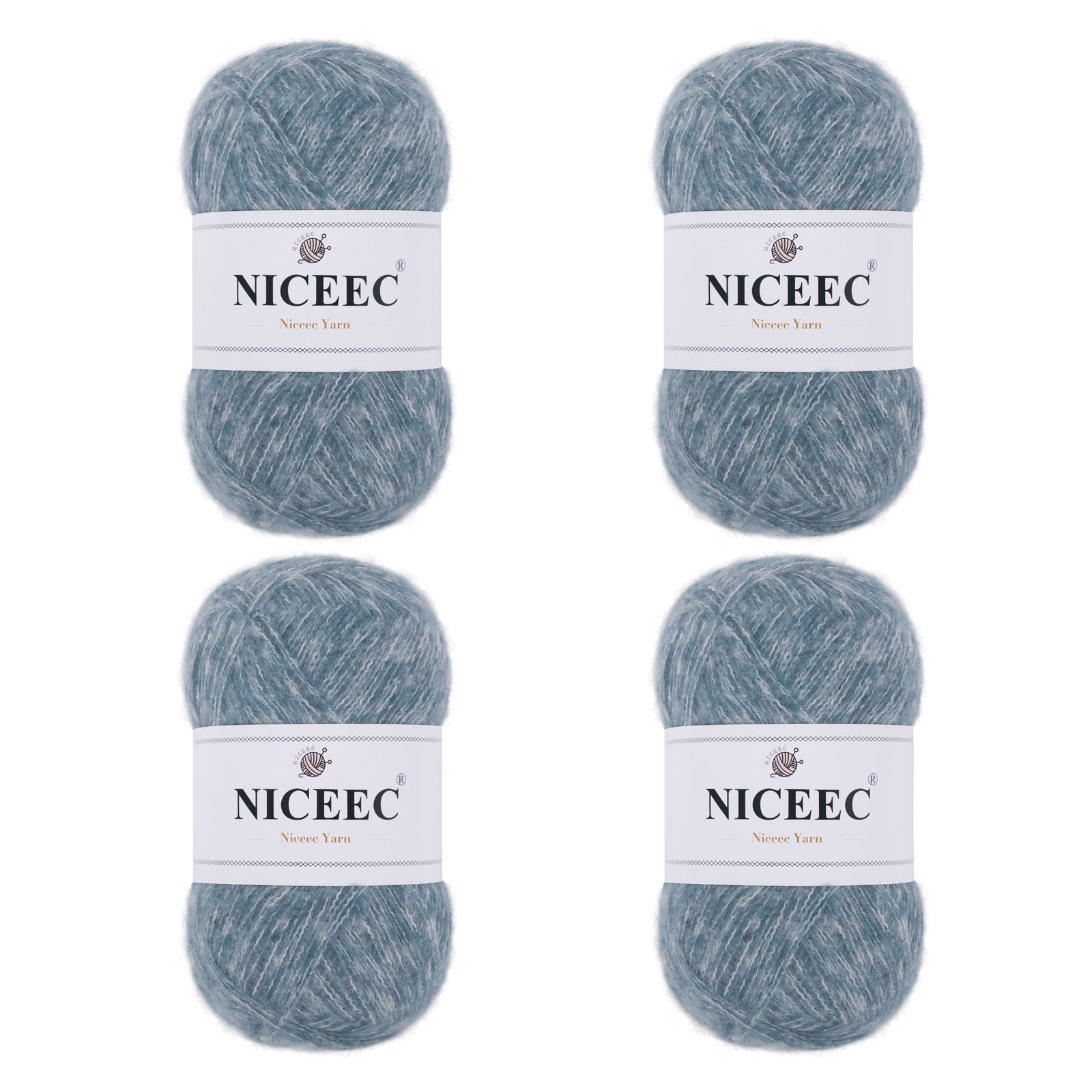 NICEEC 4 Skeins Colorful Pile Yarn, Super Soft & Single Ply, Superfine & Thin Yarn for Crochet & Knitting, 100% Polyester, Total 5.64oz/1247yds