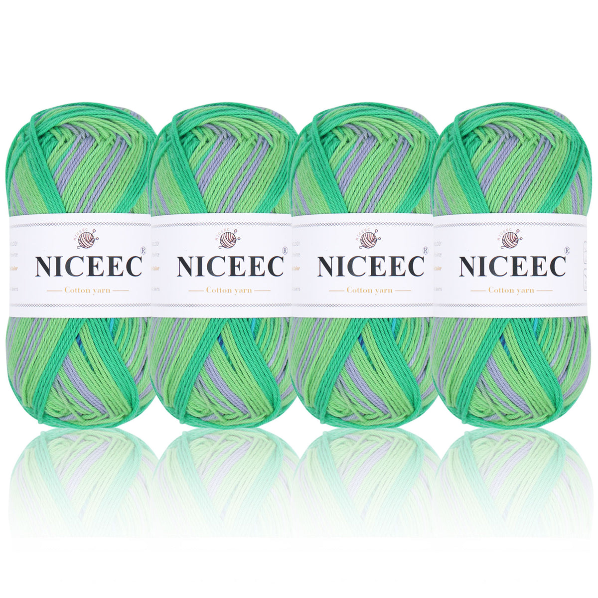 NICEEC - 4 madejas de hilo suave para bebé, 100 % algodón, para crochet, 4 capas, para mantas, manualidades, grosor de hilo, longitud total: 4 x 175 yardas/4 x 50 g 