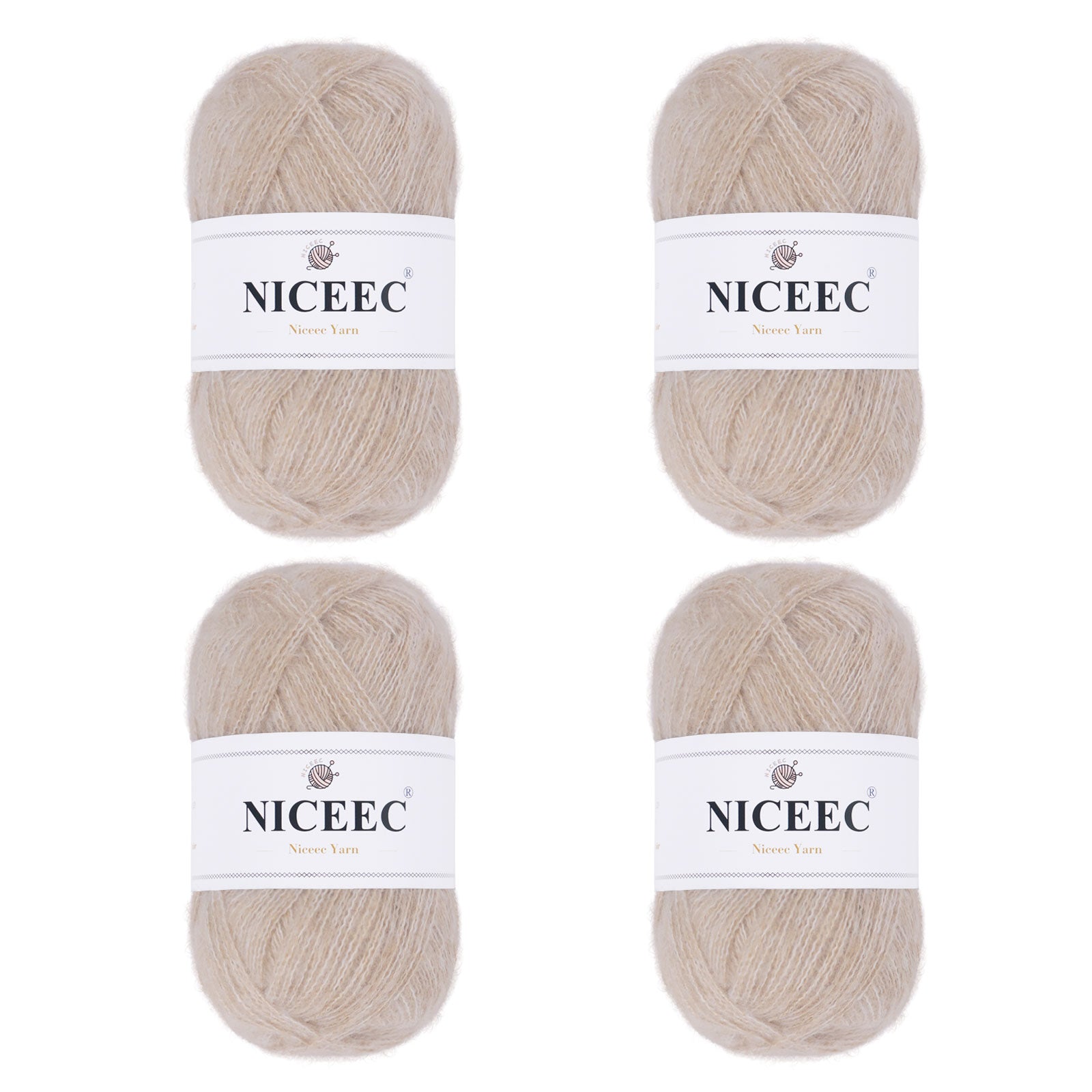 NICEEC 4 Skeins Colorful Pile Yarn, Super Soft & Single Ply, Superfine & Thin Yarn for Crochet & Knitting, 100% Polyester, Total 5.64oz/1247yds