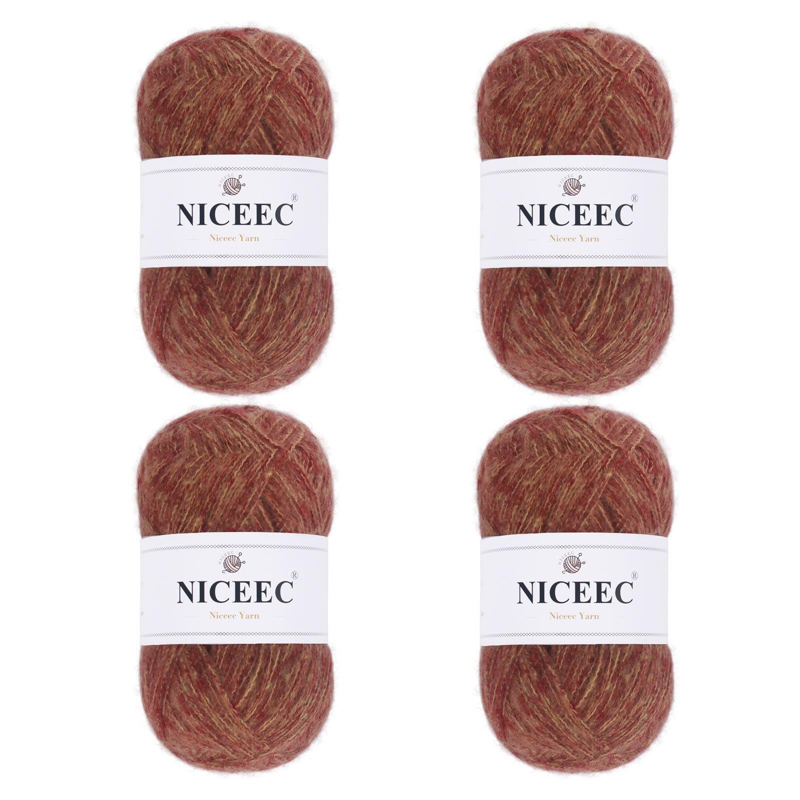 NICEEC 4 Skeins Colorful Pile Yarn, Super Soft & Single Ply, Superfine & Thin Yarn for Crochet & Knitting, 100% Polyester, Total 5.64oz/1247yds