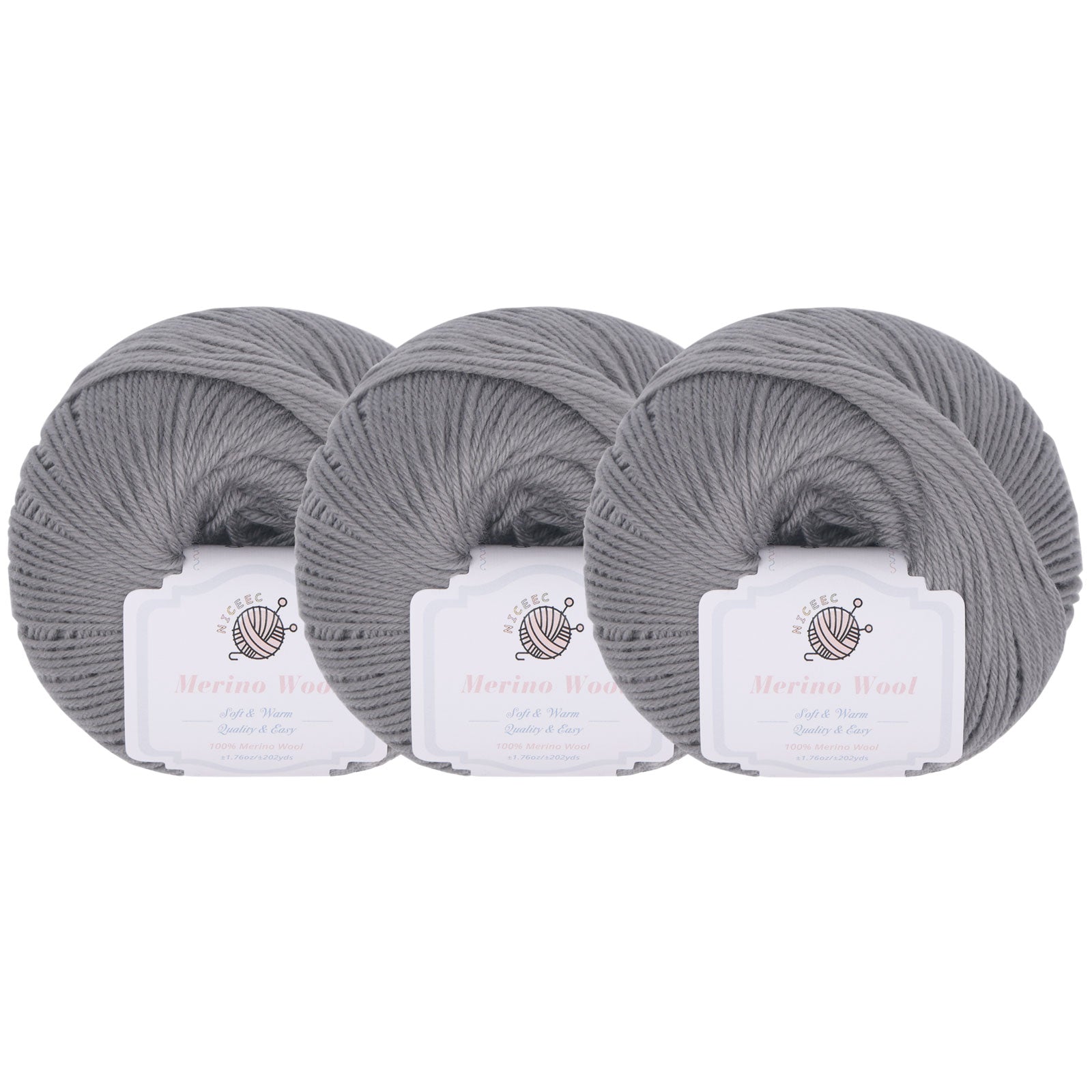 NICEEC 4 Skeins Soft Merino Wool Yarn - Soft & Warm, Finger Weight, Woolen Yarn for Crochet & Knitting