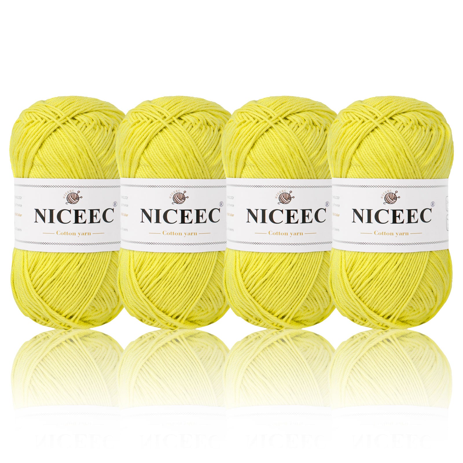 NICEEC 4 Skeins Soft Baby Yarn 100% Cotton Yarn for Crochet Knitting 4 Ply Yarn Blanket Yarn for DIY Craft Fingering Weight Yarn Total Length 4×175yds/4×50g