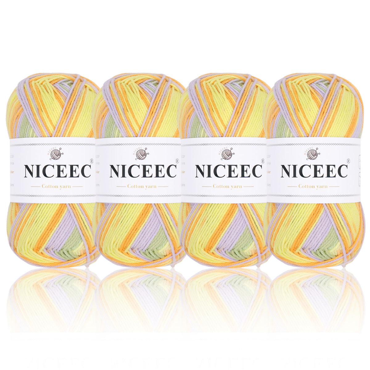 NICEEC - 4 madejas de hilo suave para bebé, 100 % algodón, para crochet, 4 capas, para mantas, manualidades, grosor de hilo, longitud total: 4 x 175 yardas/4 x 50 g 