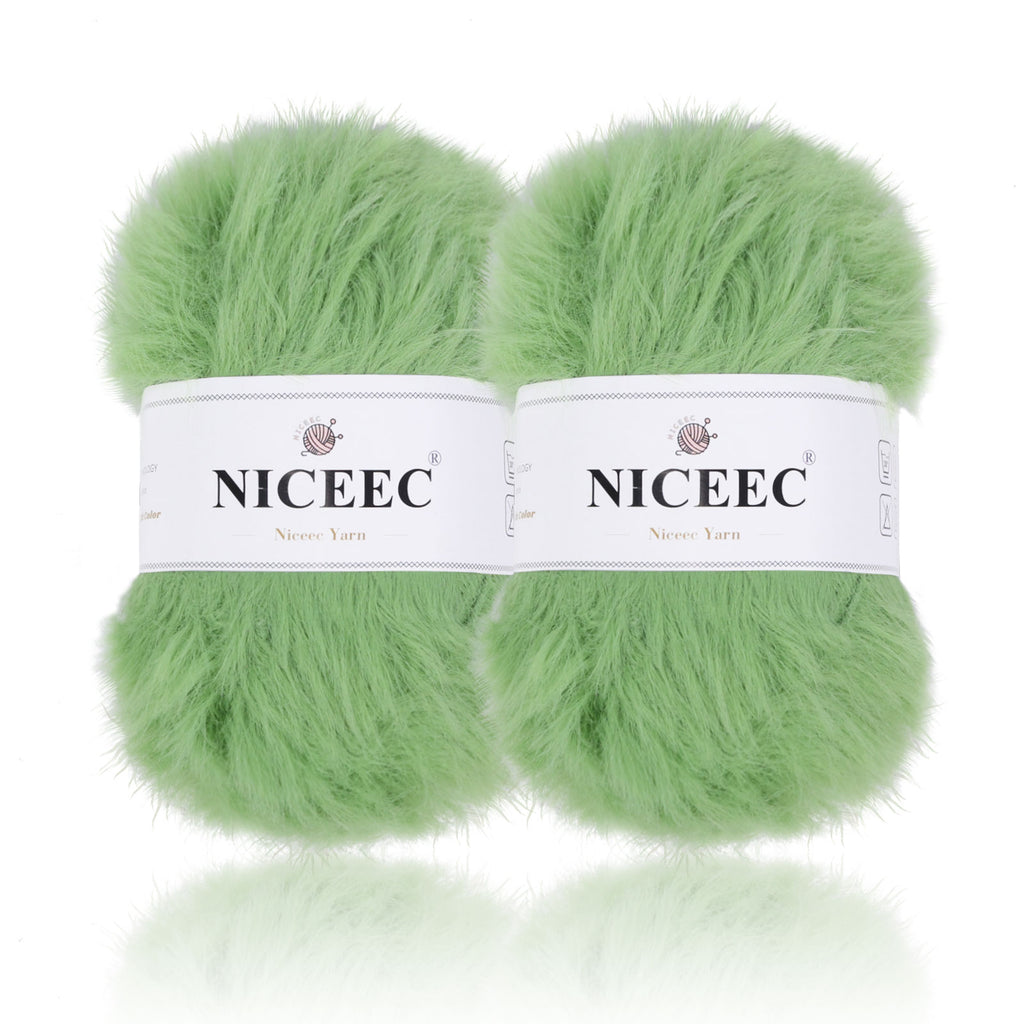 NICEEC 2 Skeins Super Soft Fluffy Yarn, Chunky, Faux Fur, 100% Nylon, Long Pile & Fuzzy, Eyelash Yarn for Crochet & Knit, Total 7.05oz/416yds