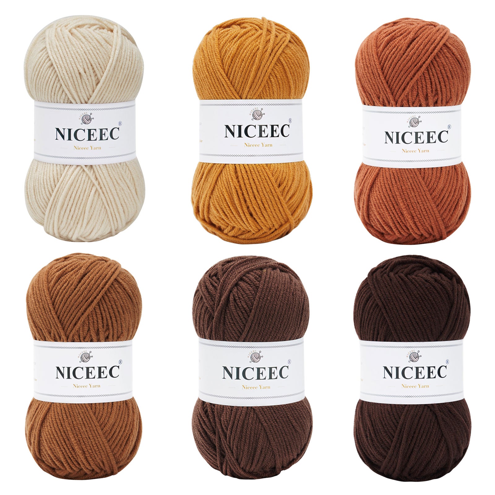 NICEEC 300g Soft Assorted Colors Yarn - Sport Weight,100% Acrylic, 4 Ply, Bonbons Yarn for Crochet & Knit, DIY Project Starter Kit for Kids or Adults(Total 870yds)