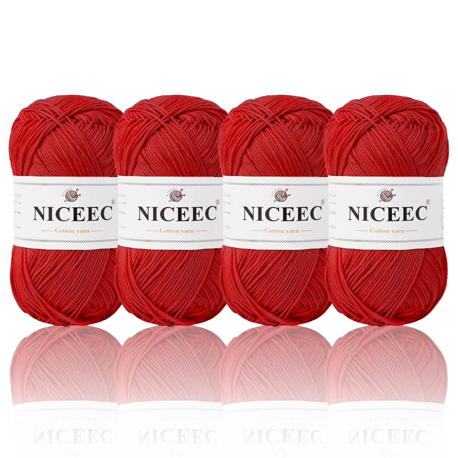 NICEEC 4 Skeins Soft Baby Yarn 100% Cotton Yarn for Crochet Knitting 4 Ply Yarn Blanket Yarn for DIY Craft Fingering Weight Yarn Total Length 4×175yds/4×50g