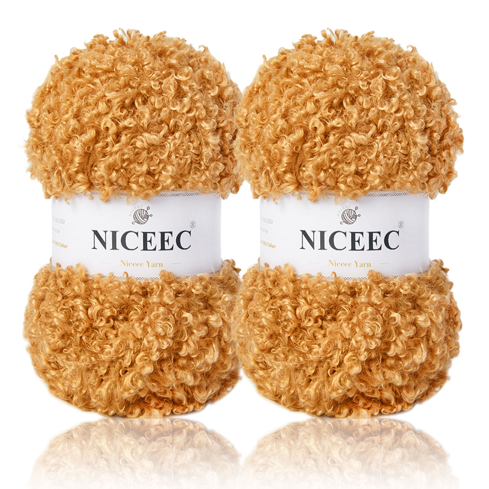 NICEEC 2 Skeins Teddy Fur Yarn Super Soft Yarn Chunky Fluffy Faux Fur Yarn Fuzzy Yarn Eyelash Yarn for Crochet Knit -Total Length 2×50m(2×55yds,3.53oz×2)