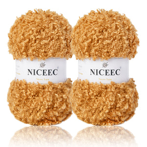NICEEC 2 Skeins Teddy Fur Yarn Super Soft Yarn Chunky Fluffy Faux Fur