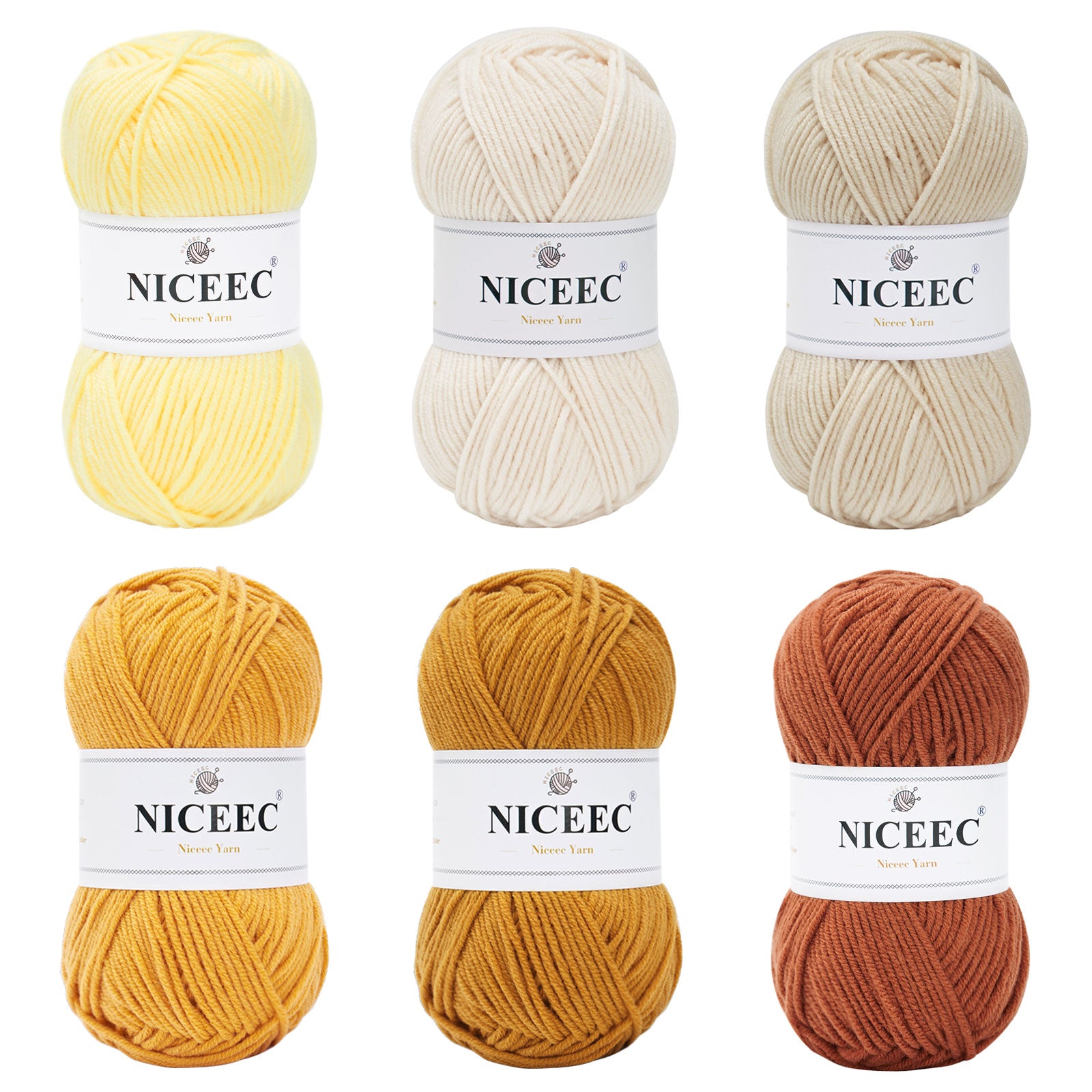NICEEC 300g Soft Assorted Colors Yarn - Sport Weight,100% Acrylic, 4 Ply, Bonbons Yarn for Crochet & Knit, DIY Project Starter Kit for Kids or Adults(Total 870yds)