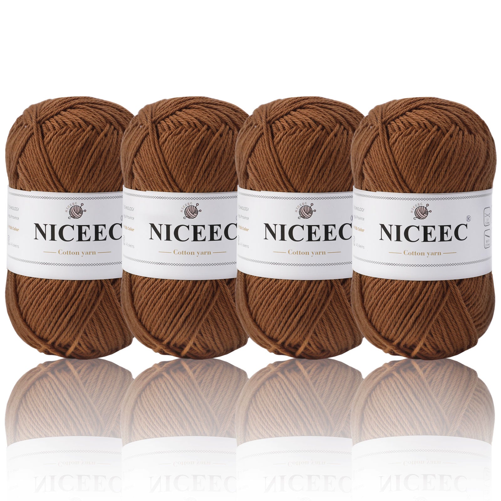 NICEEC 4 Skeins Soft Baby Yarn 100% Cotton Yarn for Crochet Knitting 4 Ply Yarn Blanket Yarn for DIY Craft Fingering Weight Yarn Total Length 4×175yds/4×50g