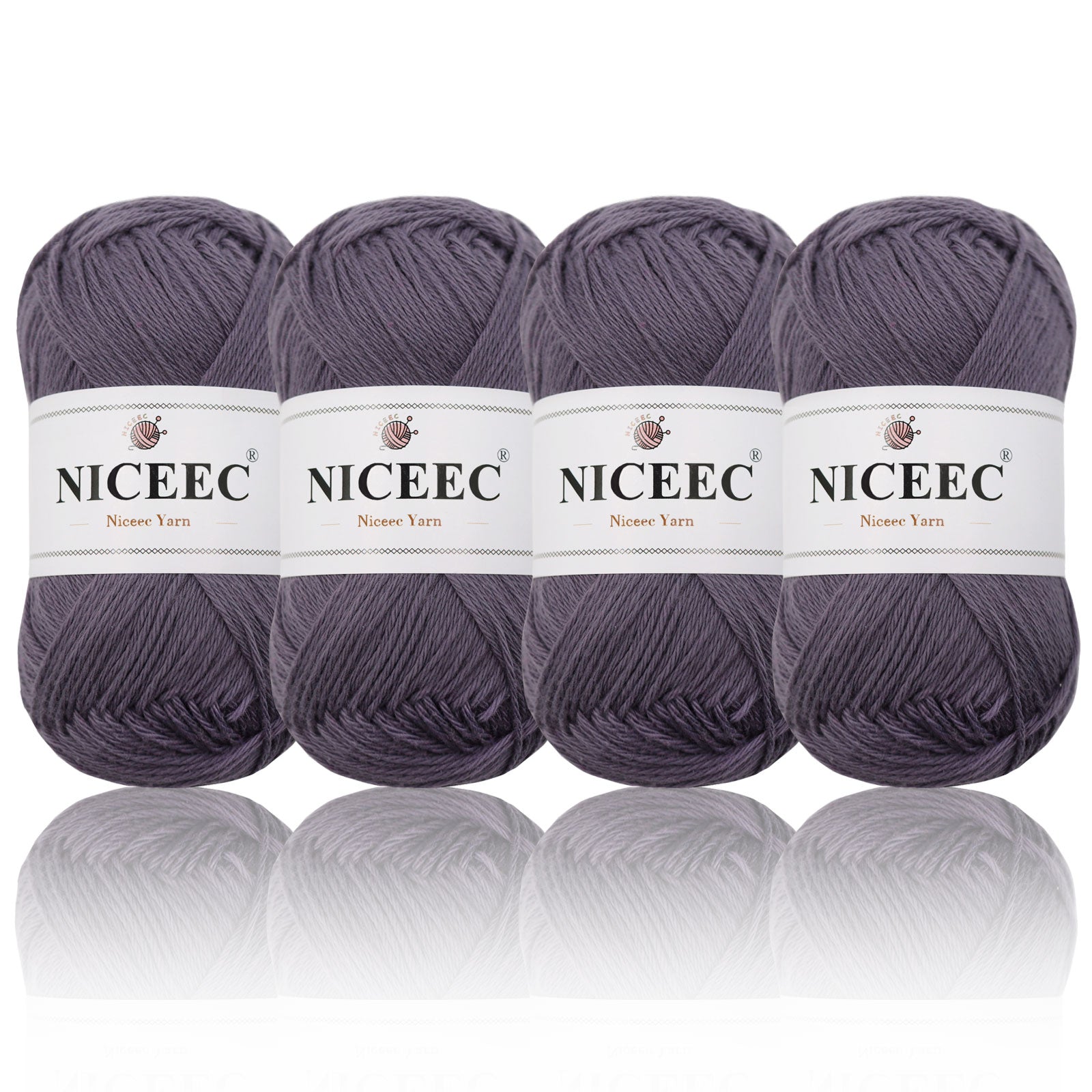 NICEEC 4 Skeins Soft Baby Yarn 100% Cotton Yarn for Crochet Knitting 4 Ply Yarn Blanket Yarn for DIY Craft Fingering Weight Yarn Total Length 4×175yds/4×50g