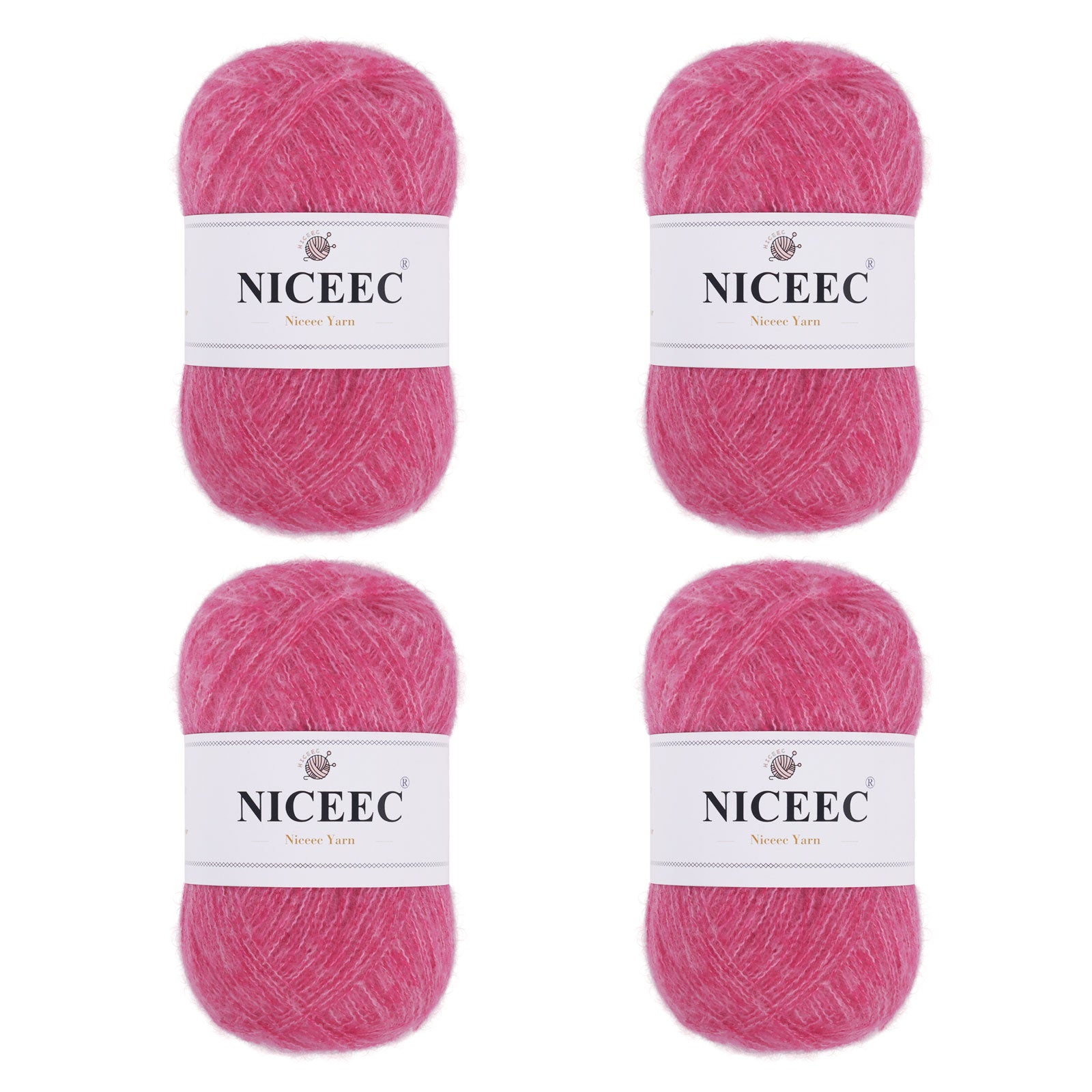 NICEEC 4 Skeins Colorful Pile Yarn, Super Soft & Single Ply, Superfine & Thin Yarn for Crochet & Knitting, 100% Polyester, Total 5.64oz/1247yds