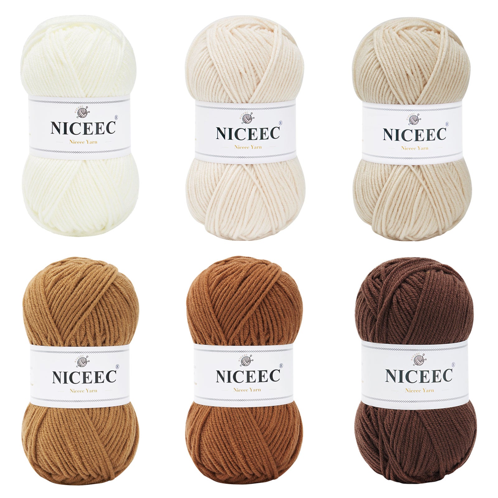 NICEEC 300g Soft Assorted Colors Yarn - Sport Weight,100% Acrylic, 4 Ply, Bonbons Yarn for Crochet & Knit, DIY Project Starter Kit for Kids or Adults(Total 870yds)