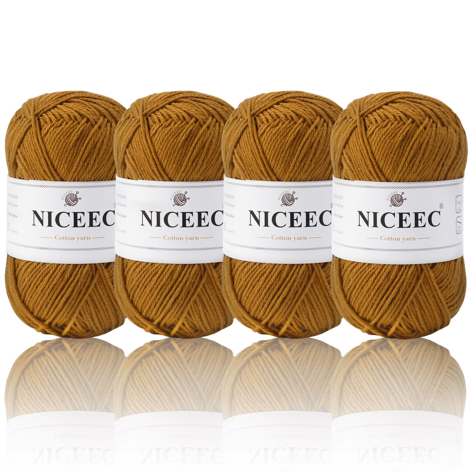NICEEC 4 Skeins Soft Baby Yarn 100% Cotton Yarn for Crochet Knitting 4 Ply Yarn Blanket Yarn for DIY Craft Fingering Weight Yarn Total Length 4×175yds/4×50g