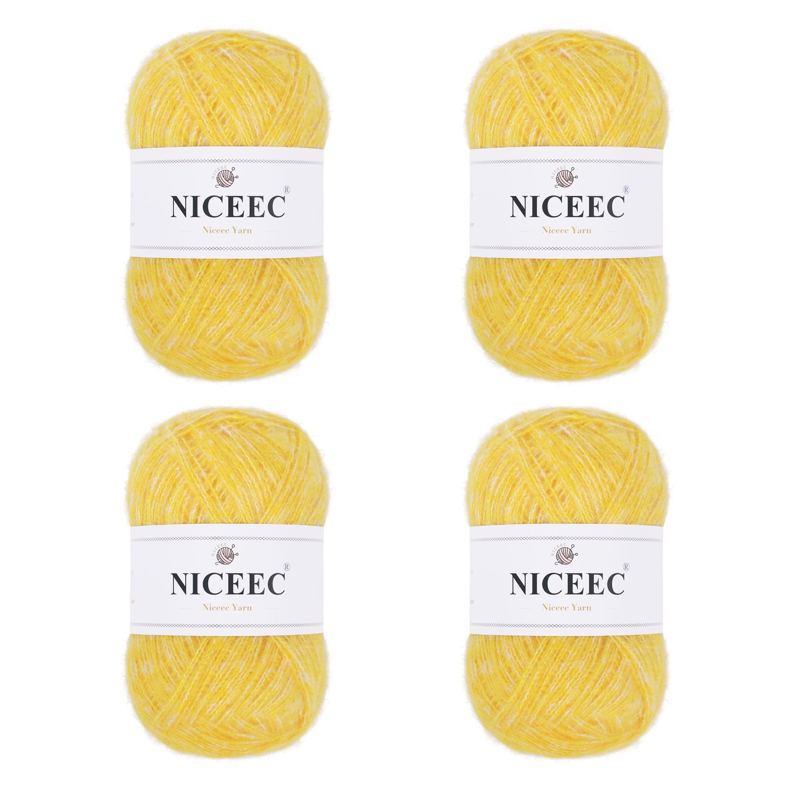 NICEEC 4 Skeins Colorful Pile Yarn, Super Soft & Single Ply, Superfine & Thin Yarn for Crochet & Knitting, 100% Polyester, Total 5.64oz/1247yds