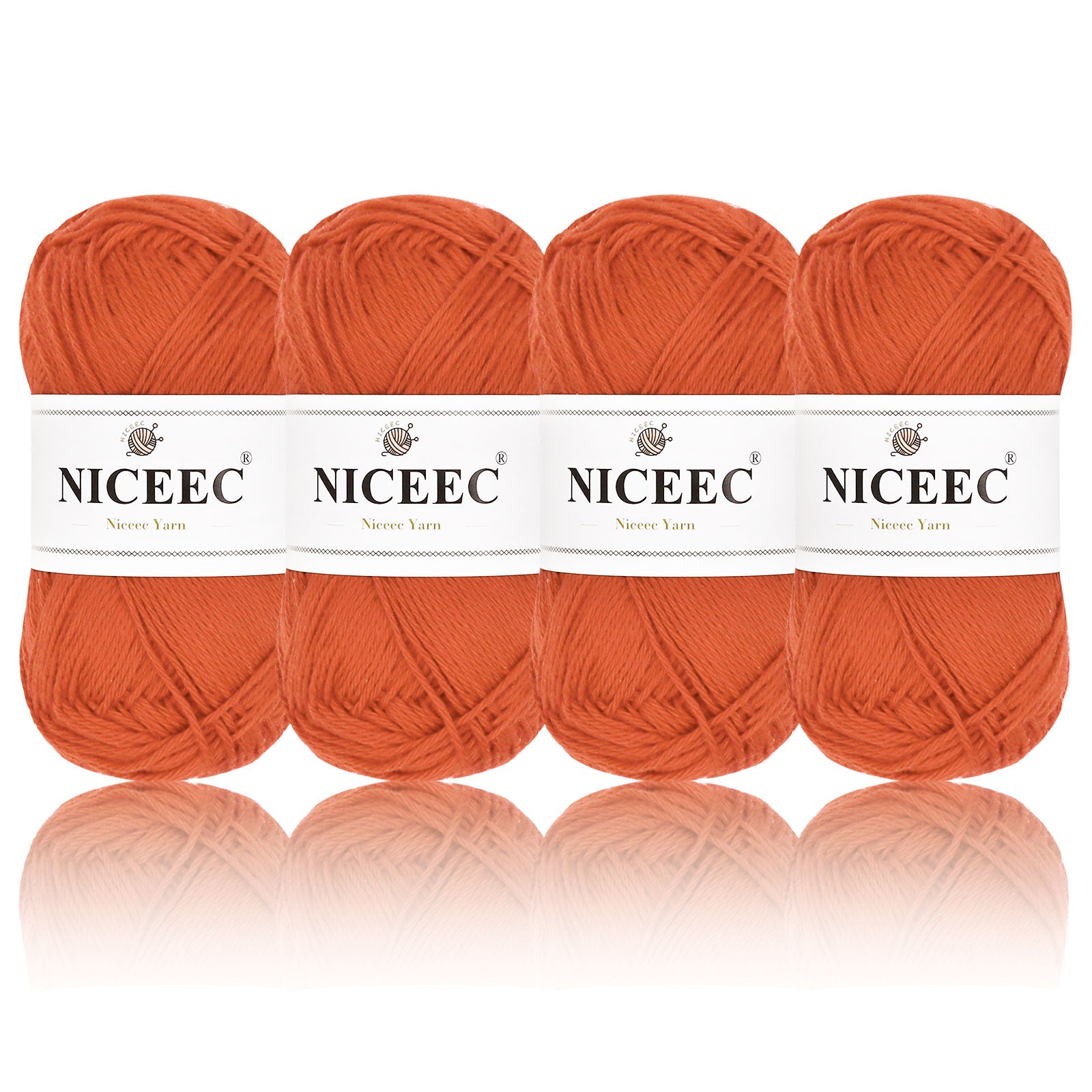 NICEEC 4 Skeins Soft Baby Yarn 100% Cotton Yarn for Crochet Knitting 4 Ply Yarn Blanket Yarn for DIY Craft Fingering Weight Yarn Total Length 4×175yds/4×50g
