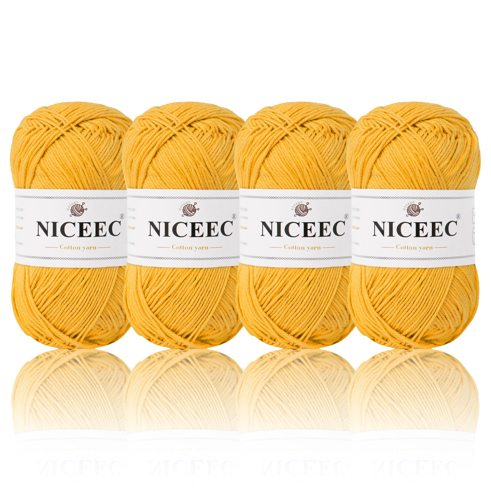 NICEEC 4 Skeins Soft Baby Yarn 100% Cotton Yarn for Crochet Knitting 4 Ply Yarn Blanket Yarn for DIY Craft Fingering Weight Yarn Total Length 4×175yds/4×50g