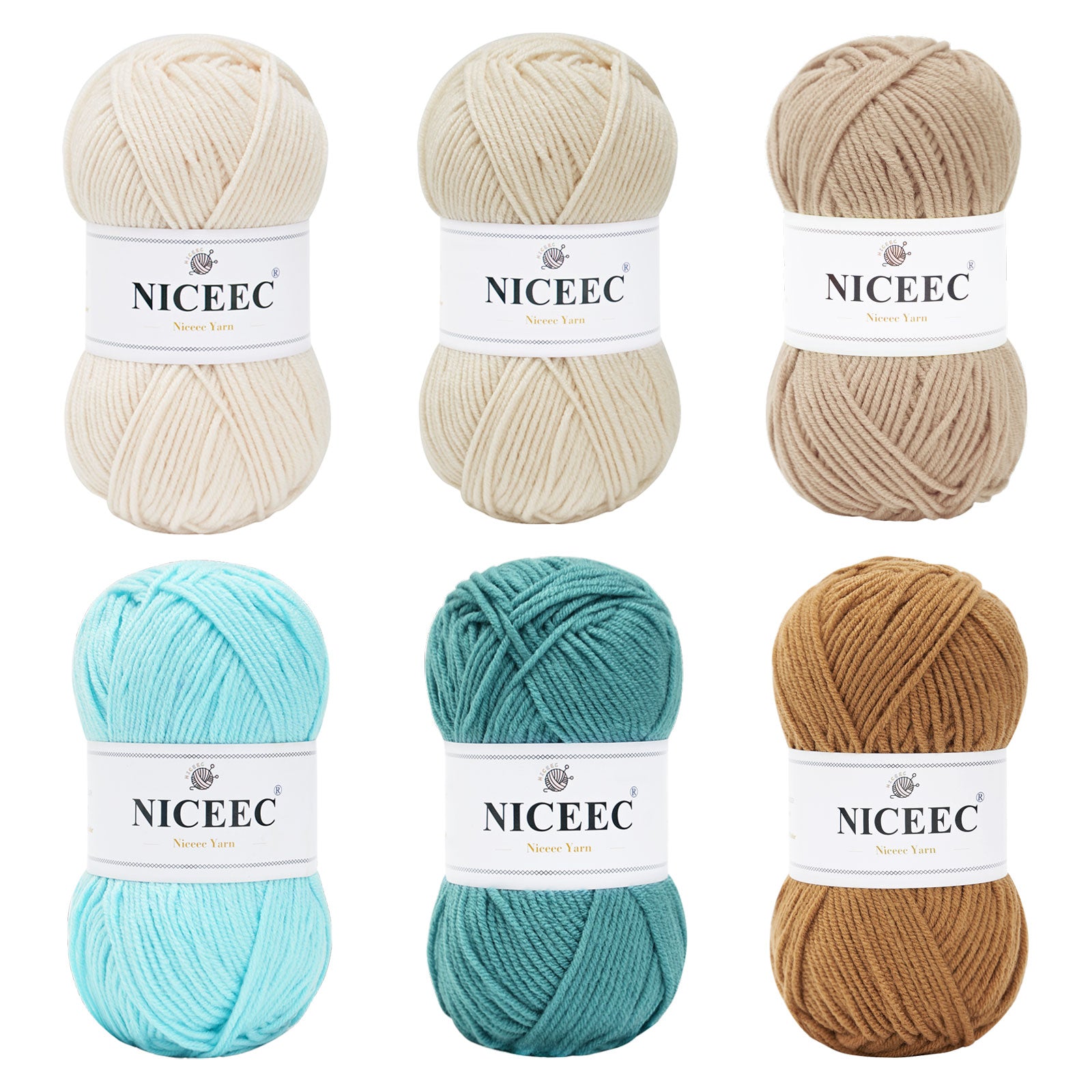 NICEEC 300g Soft Assorted Colors Yarn - Sport Weight,100% Acrylic, 4 Ply, Bonbons Yarn for Crochet & Knit, DIY Project Starter Kit for Kids or Adults(Total 870yds)