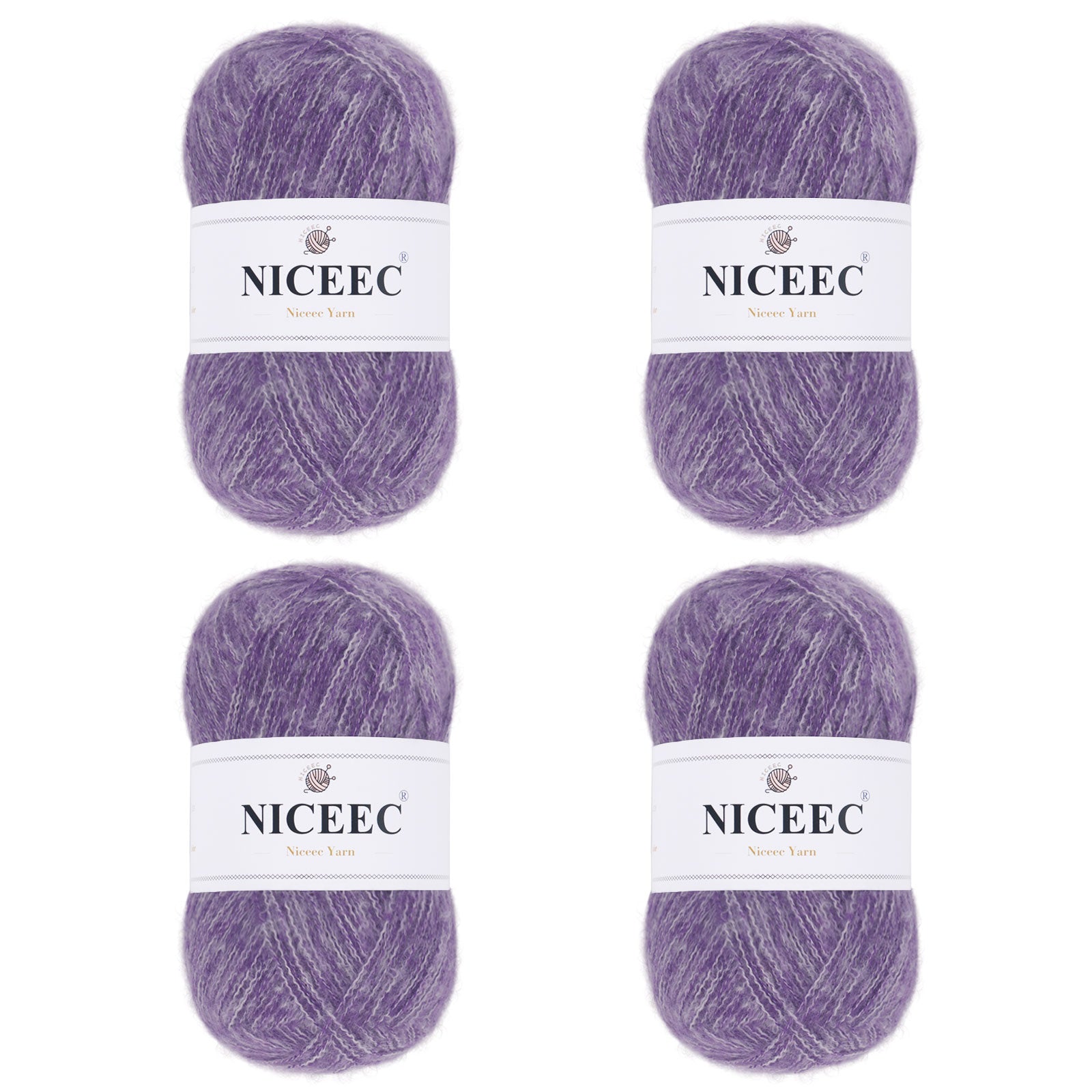 NICEEC 4 Skeins Colorful Pile Yarn, Super Soft & Single Ply, Superfine & Thin Yarn for Crochet & Knitting, 100% Polyester, Total 5.64oz/1247yds