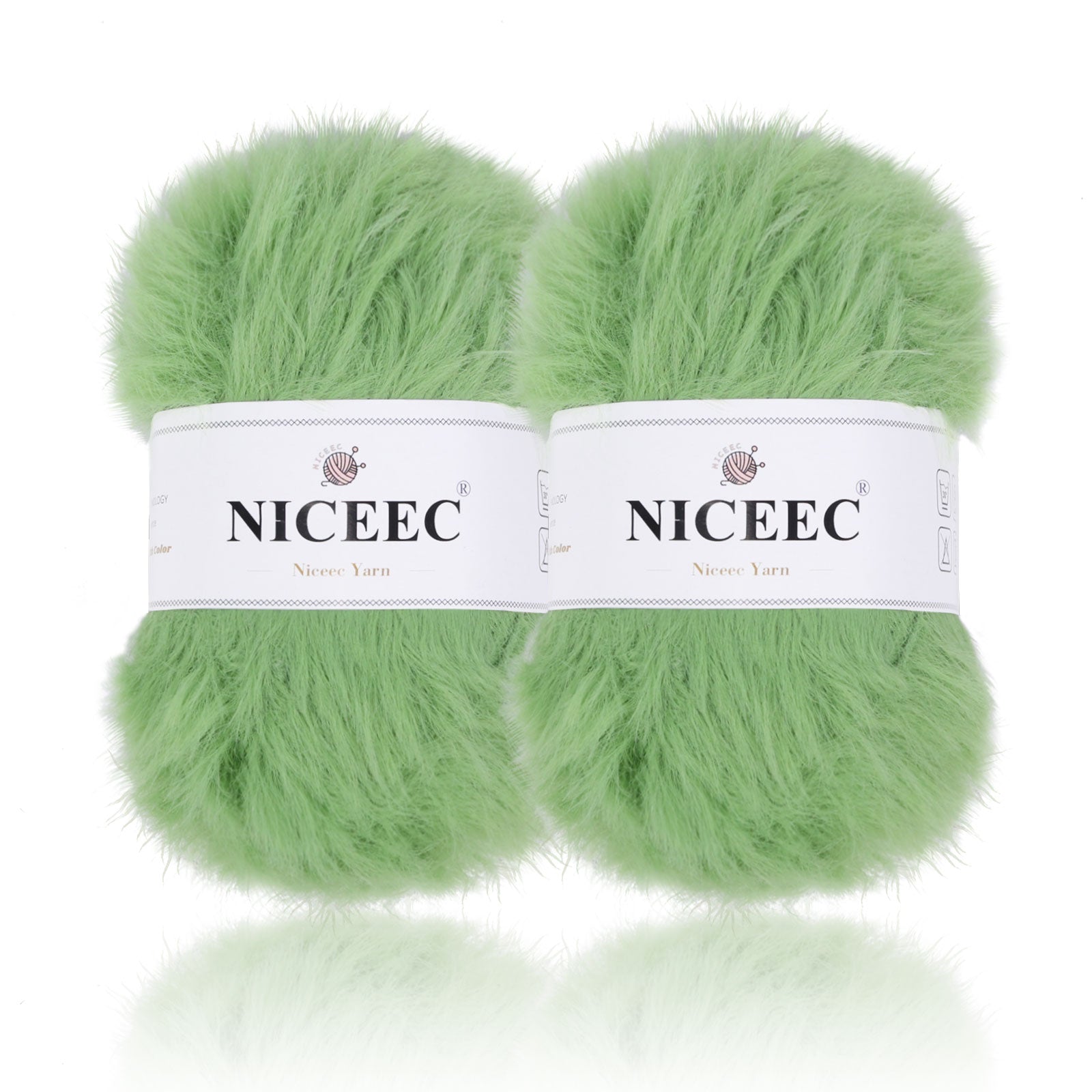 NICEEC 2 Skeins Super Soft Fluffy Yarn, Chunky, Faux Fur, 100% Nylon, Long Pile & Fuzzy, Eyelash Yarn for Crochet & Knit, Total 7.05oz/416yds