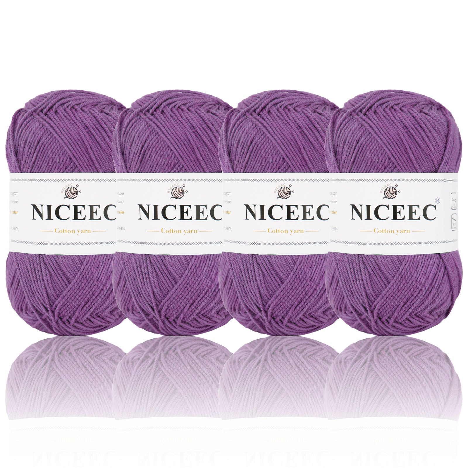 NICEEC 4 Skeins Soft Baby Yarn 100% Cotton Yarn for Crochet Knitting 4 Ply Yarn Blanket Yarn for DIY Craft Fingering Weight Yarn Total Length 4×175yds/4×50g