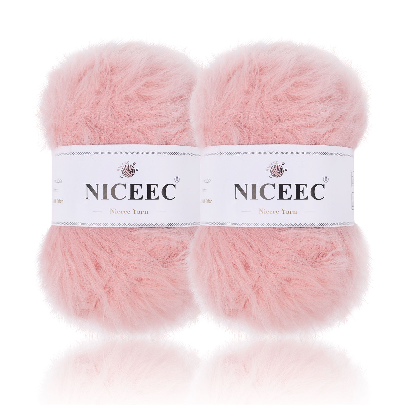 NICEEC 2 Skeins Super Soft Fluffy Yarn, Chunky, Faux Fur, 100% Nylon, Long Pile & Fuzzy, Eyelash Yarn for Crochet & Knit, Total 7.05oz/416yds