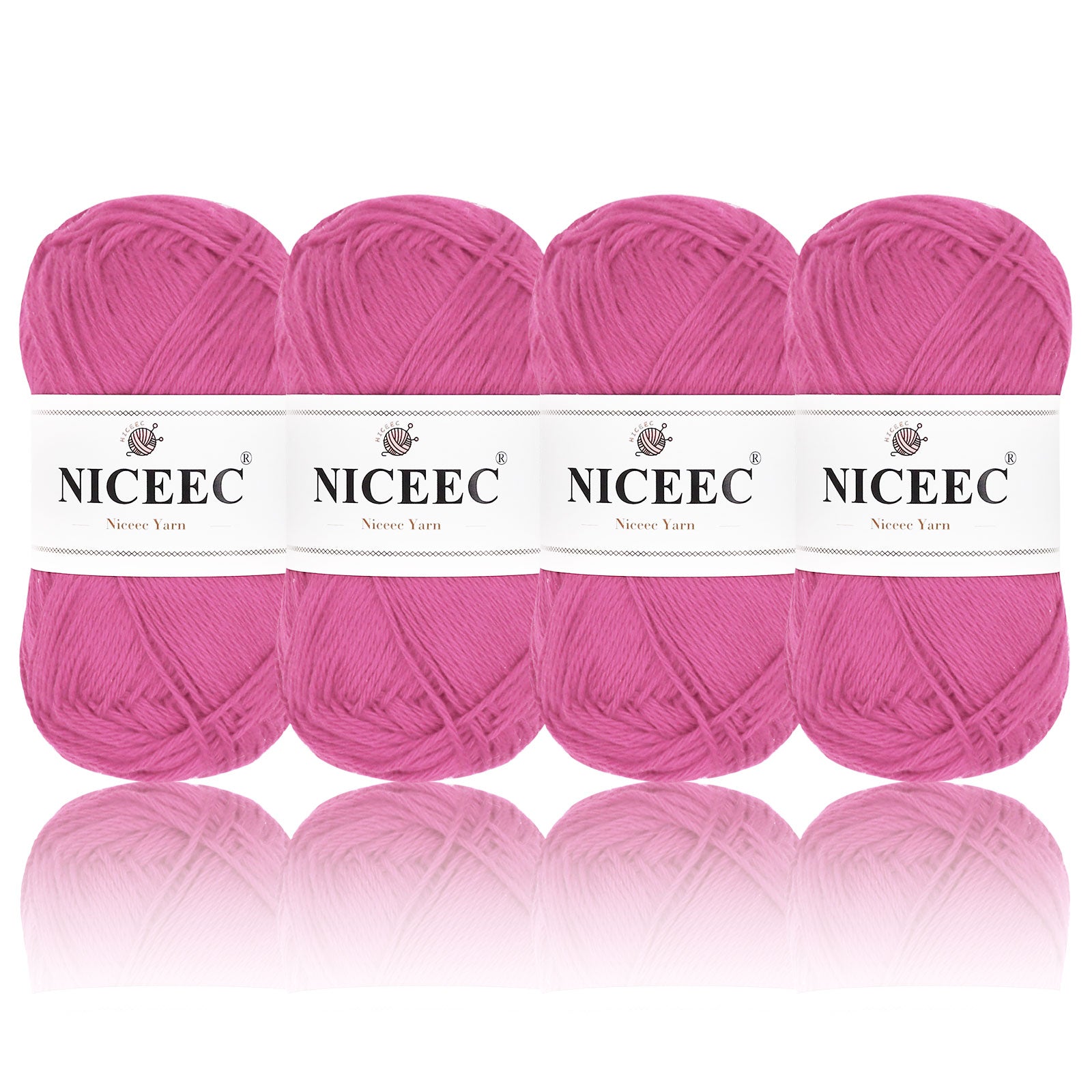NICEEC 4 Skeins Soft Baby Yarn 100% Cotton Yarn for Crochet Knitting 4 Ply Yarn Blanket Yarn for DIY Craft Fingering Weight Yarn Total Length 4×175yds/4×50g
