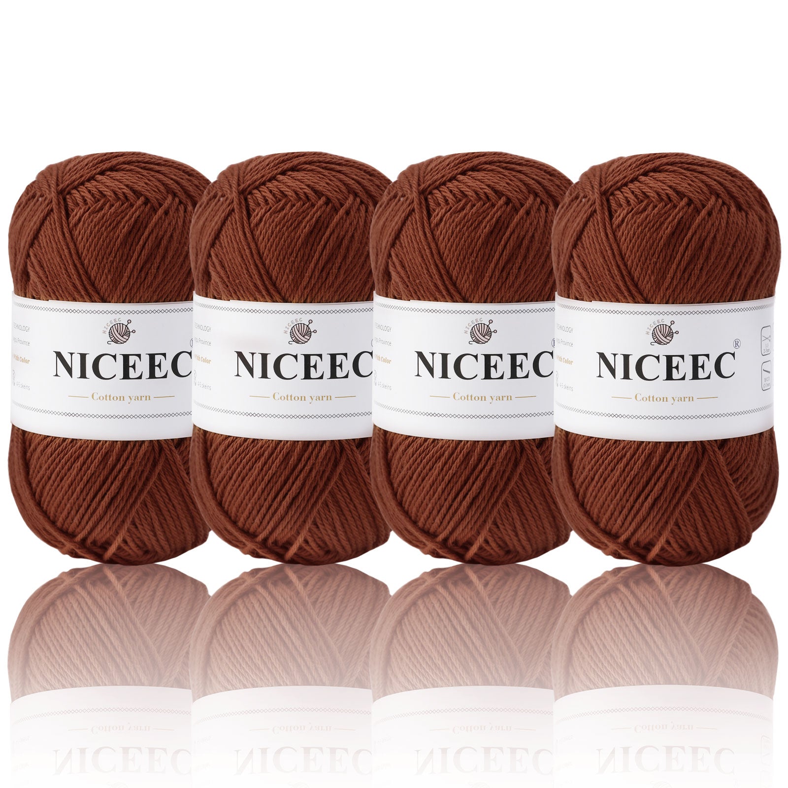 NICEEC 4 Skeins Soft Baby Yarn 100% Cotton Yarn for Crochet Knitting 4 Ply Yarn Blanket Yarn for DIY Craft Fingering Weight Yarn Total Length 4×175yds/4×50g