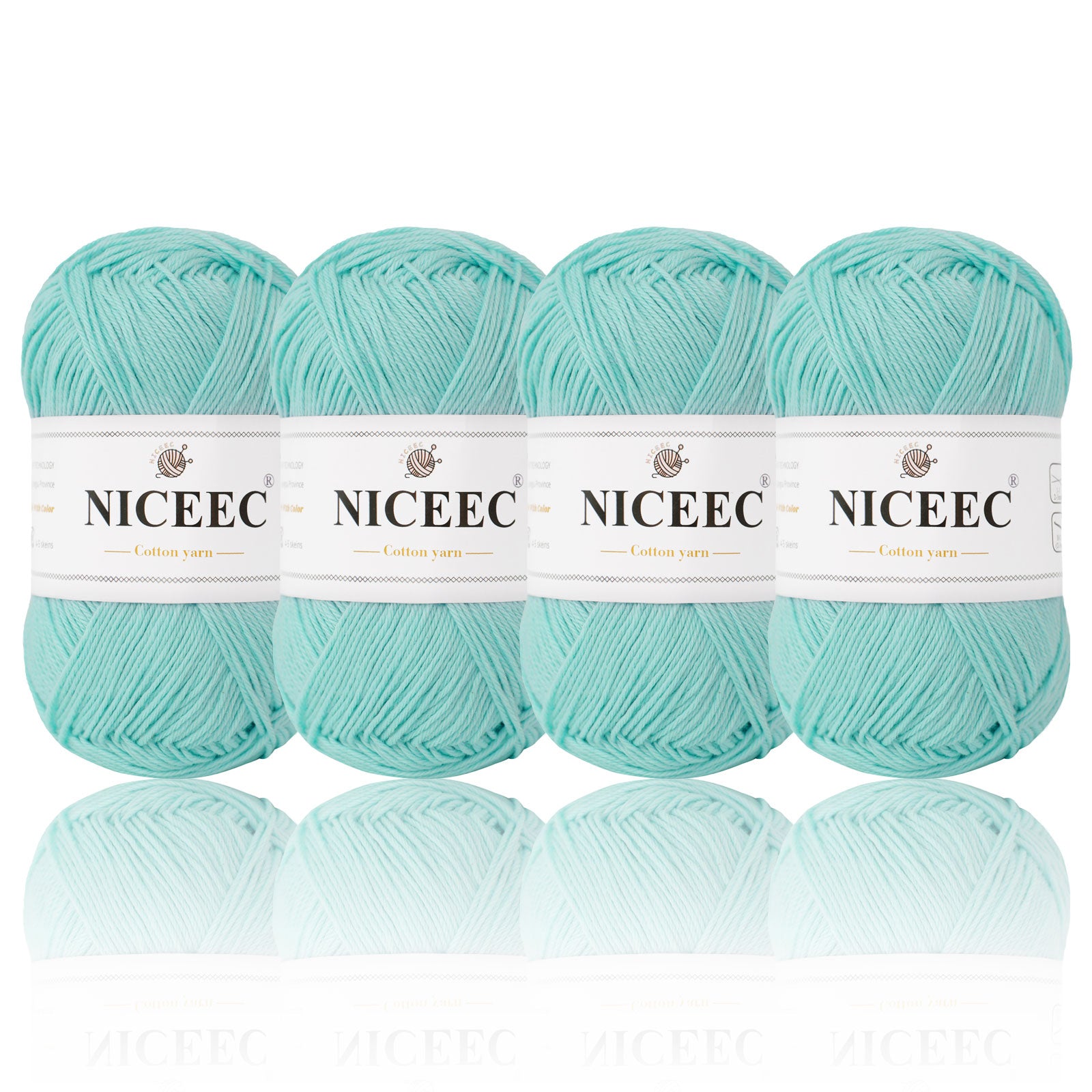 NICEEC 4 Skeins Soft Baby Yarn 100% Cotton Yarn for Crochet Knitting 4 Ply Yarn Blanket Yarn for DIY Craft Fingering Weight Yarn Total Length 4×175yds/4×50g