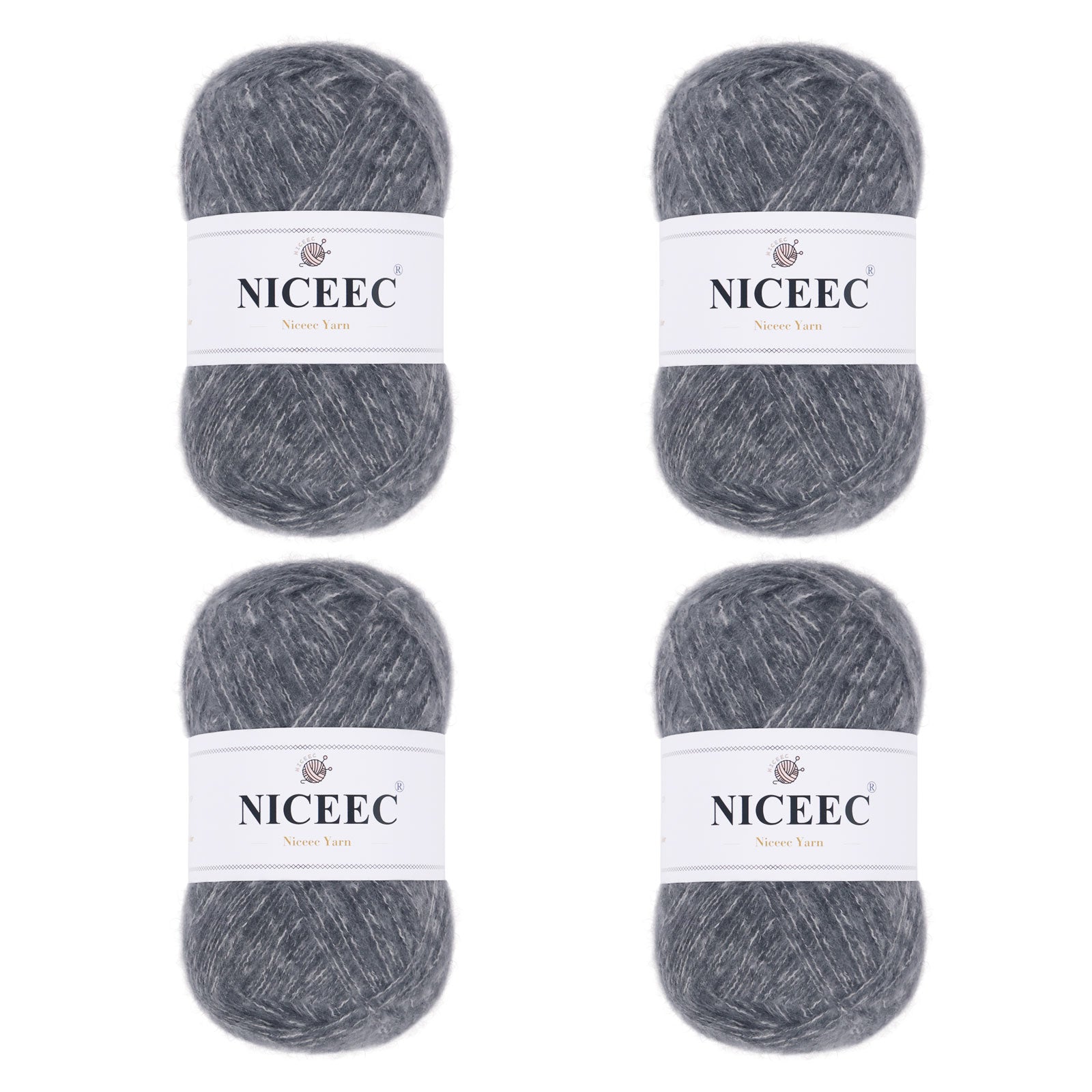 NICEEC 4 Skeins Colorful Pile Yarn, Super Soft & Single Ply, Superfine & Thin Yarn for Crochet & Knitting, 100% Polyester, Total 5.64oz/1247yds