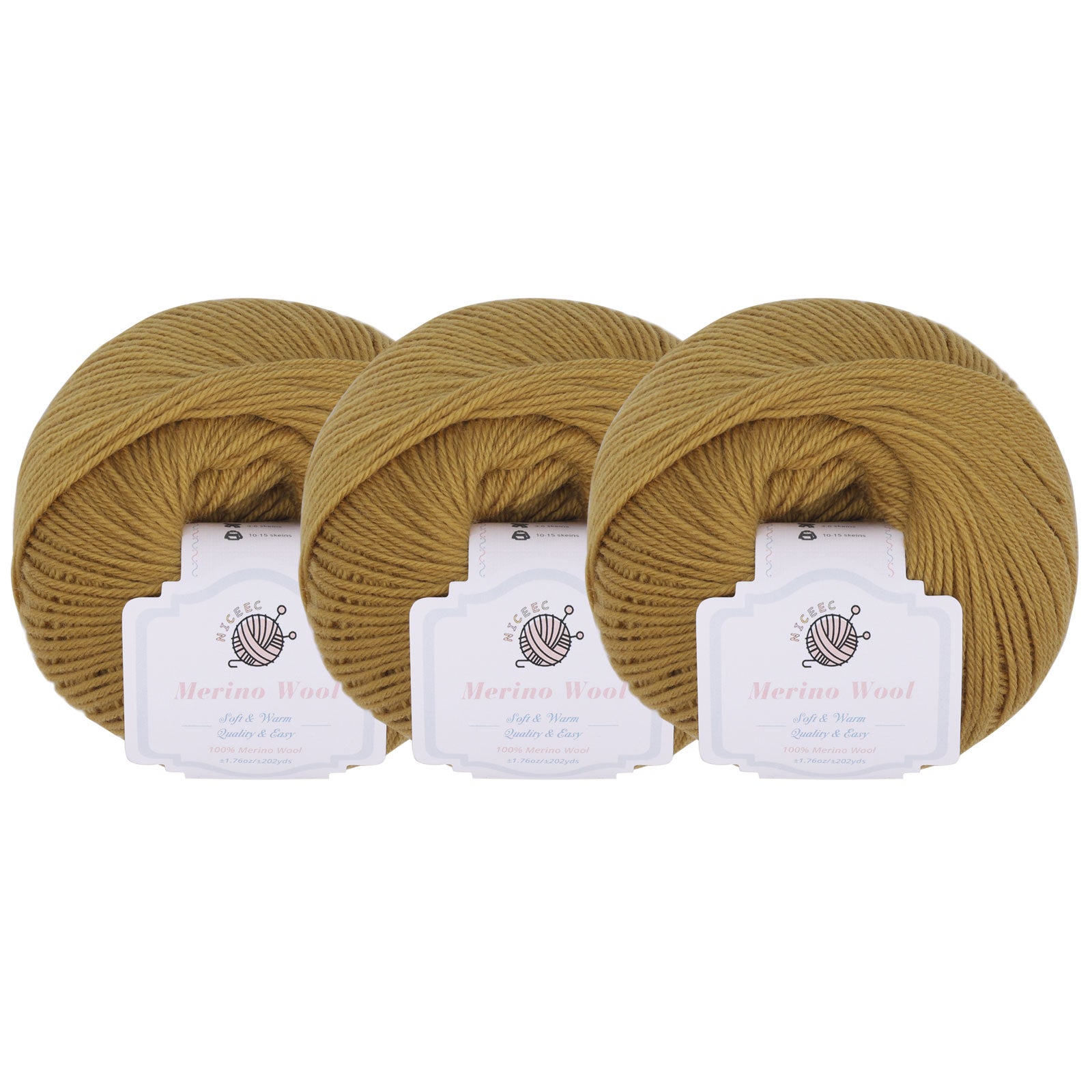NICEEC 4 Skeins Soft Merino Wool Yarn - Soft & Warm, Finger Weight, Woolen Yarn for Crochet & Knitting