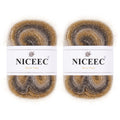 NICEEC 2 Skeins Fancy Mohair Blend Yarn Crochet & Knitting, Fluffy & Fuzzy, Soft & Fancy, Colorful Thin Yarn, DIY Craft Yarn with Self-striping Total 3.53oz/438yds