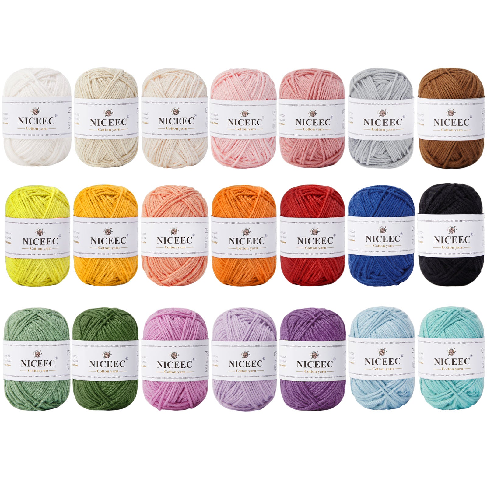 NICEEC 4 Skeins Soft Baby Yarn 100% Cotton Yarn for Crochet Knitting 4 Ply Yarn Blanket Yarn for DIY Craft Fingering Weight Yarn Total Length 4×175yds/4×50g