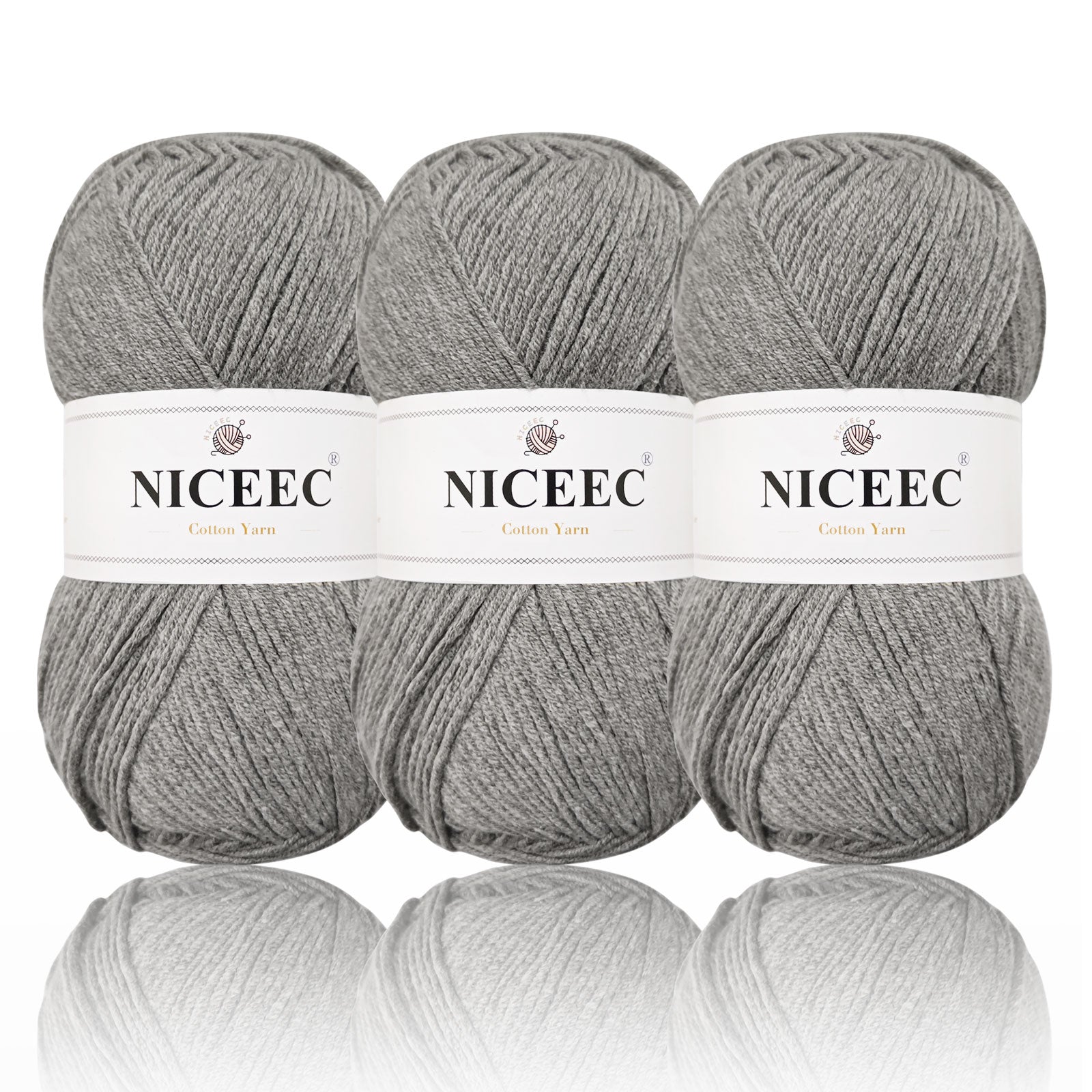 NICEEC 3 Skeins Soft Cotton Yarn 5ply Baby Cotton Yarn for Knitting Crochet Baby Weight Yarn Cotton Blend Yarn Total Length 3×220m(3×240 yds,100g×3)