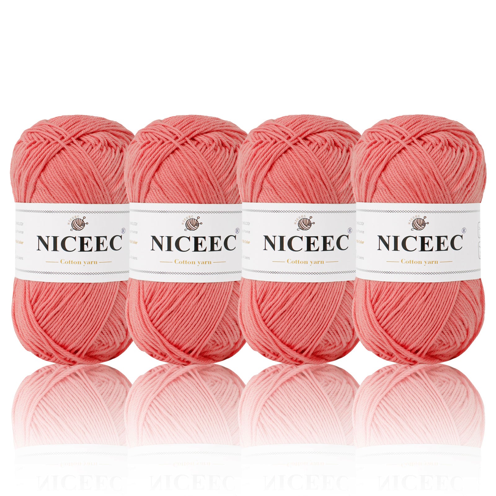NICEEC 4 Skeins Soft Baby Yarn 100% Cotton Yarn for Crochet Knitting 4 Ply Yarn Blanket Yarn for DIY Craft Fingering Weight Yarn Total Length 4×175yds/4×50g