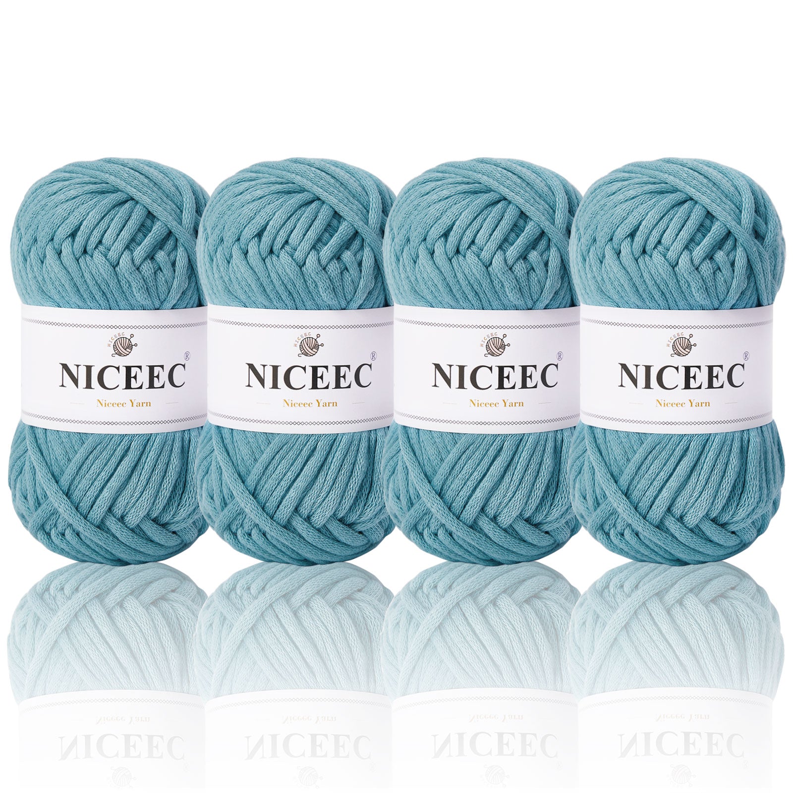 NICEEC 4 Skeins Soft Cotton-Nylon Blend Yarn for Crochet & Knitting - Easy-Use, Beginner Friendly, DIY Craft Yarn - Total Length 220yds (7.1oz)
