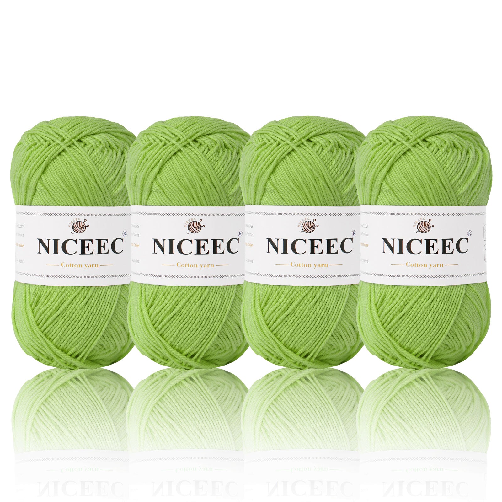 NICEEC 4 Skeins Soft Baby Yarn 100% Cotton Yarn for Crochet Knitting 4 Ply Yarn Blanket Yarn for DIY Craft Fingering Weight Yarn Total Length 4×175yds/4×50g